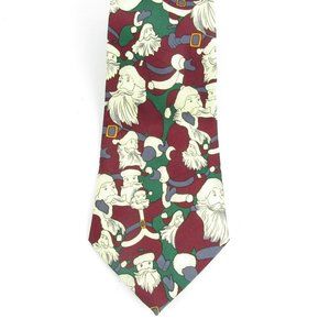 Mercedes Christmas Santa Claus Tie 61" Long Handmade Silk